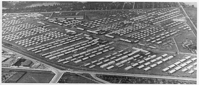 Flygtningelejren på Kløvermarken på Amager. Man regner med, at godt en kvart million østtyskere kom til Danmark i foråret 1945.